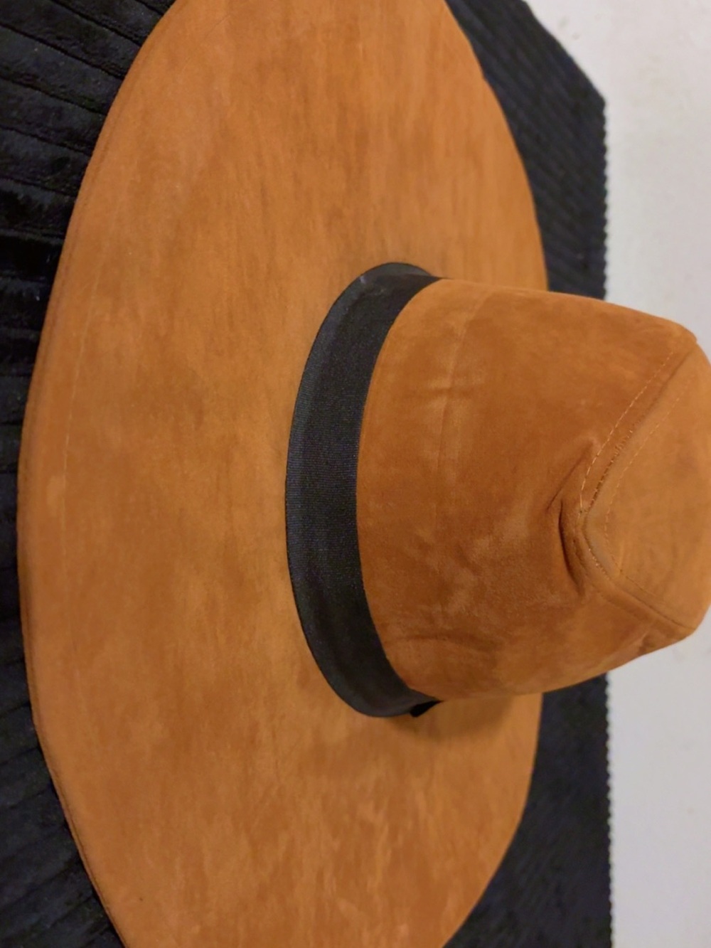 Forever 21 Suede Wide-Brim Fedora in Camel with Black Band